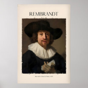 Rembrandt Mann mit Notenblatt633 Porträt Kunst Poster