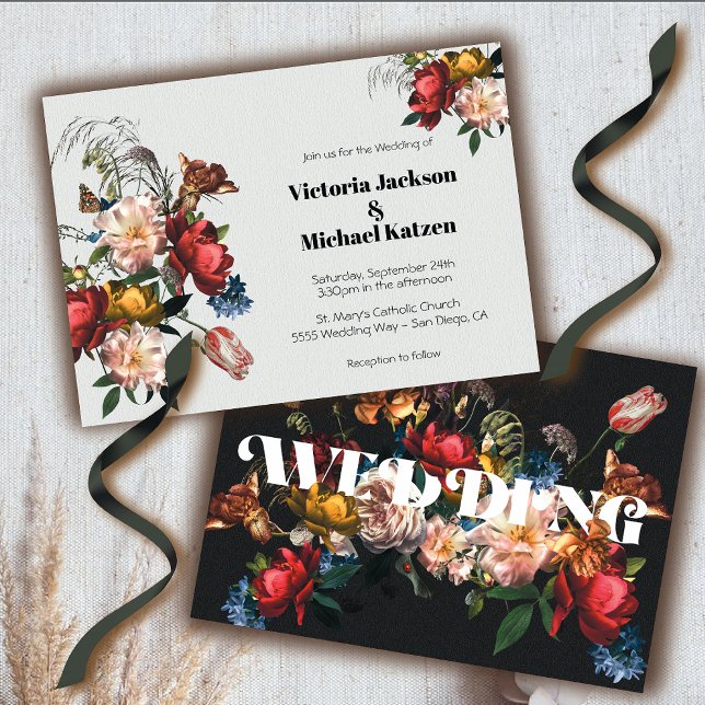 Rembrandt Modern Floral Dark & Moody Wedding Einladung (Von Creator hochgeladen)