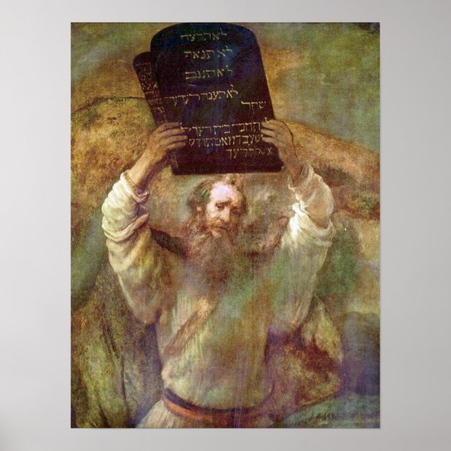 Rembrandt - Moses with the commandments Poster (Vorne)