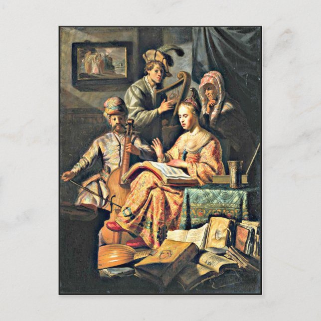 Rembrandt - Musikalische Allegorie Postkarte (Vorderseite)