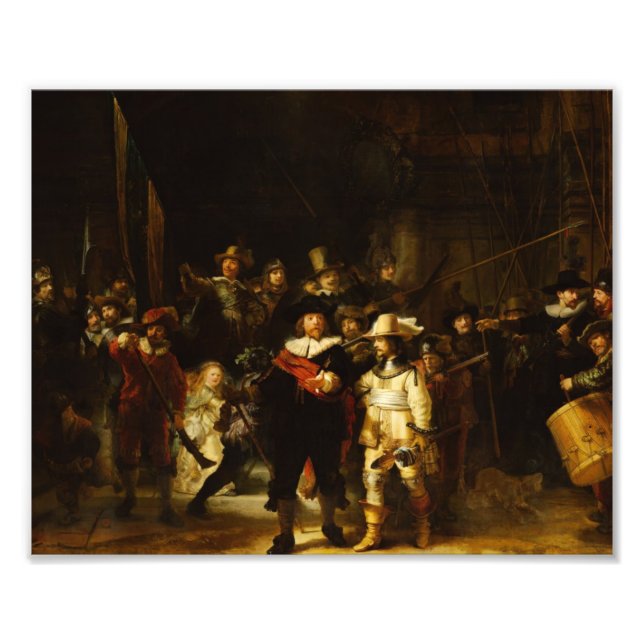 Rembrandt Nightwatch Night Barockmalerei Fotodruck (Vorne)