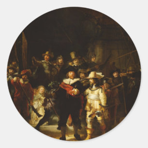 Rembrandt Nightwatch Night Barockmalerei Runder Aufkleber