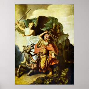 Rembrandt - Prophet Balaam and the donkey Poster