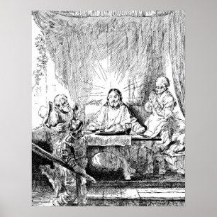 Rembrandt-Radierungs-Abendessen bei Emmaus Poster