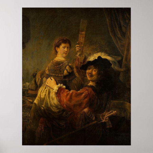 Rembrandt - Saskia und Künstler in Szene des Prodi Poster (Vorne)