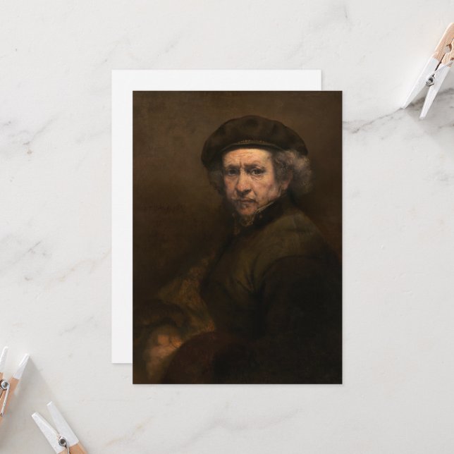Rembrandt Self Portrait: Dutch Golden Age Painter Einladung (Vorderseite/Rückseite Beispiel)