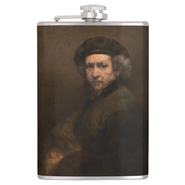 Rembrandt Self Portrait: Dutch Golden Age Painter Flachmann (Vorderseite)