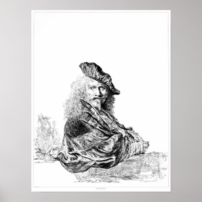 Rembrandt Self Portrait Etching Poster (Vorne)