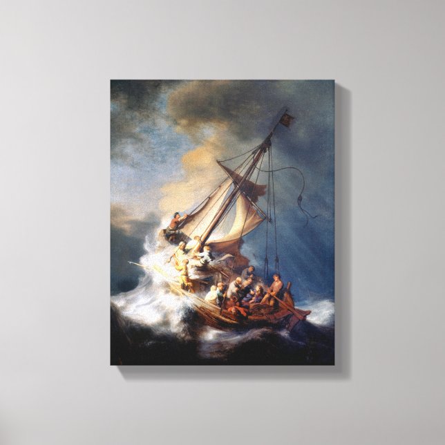 Rembrandt Storm am See von Galiläa Leinwanddruck (Vorderseite)