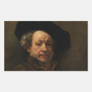 Rembrandt van Rijns Selbstportrait Kunst Rechteckiger Aufkleber