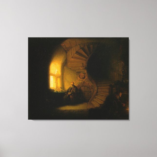 Rembrandts Philosoph in Meditation Leinwanddruck (Vorderseite)