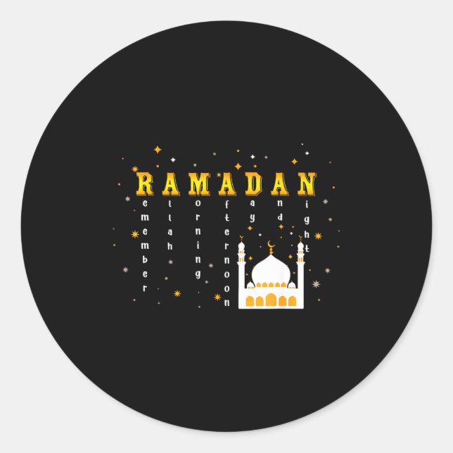 Remember Allah Ramadan Mubarak Kareem  Runder Aufkleber (Vorderseite)