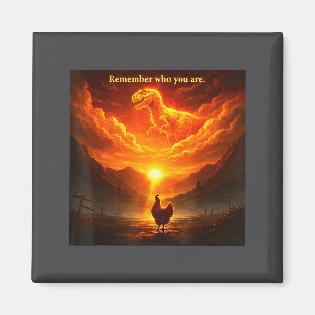 Remember Who Are You Dinosaur Chicken Cool Funny G Magnet (Vorne)