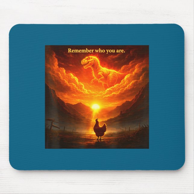 Remember Who Are You Dinosaur Chicken Cool Funny G Mousepad (Vorne)