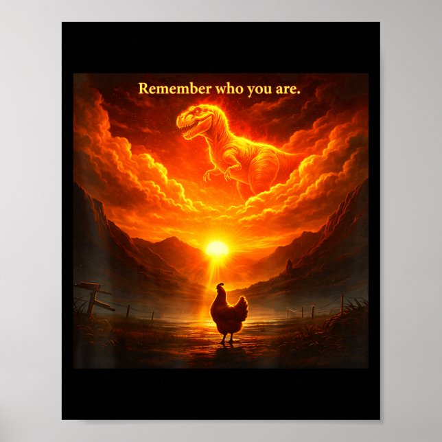 Remember Who Are You Dinosaur Chicken Cool Funny G Poster (Vorne)