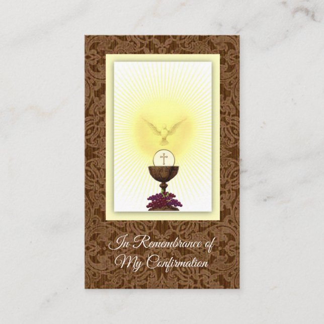 Remembrance Card Dove Host Sacrament Confirmation Visitenkarte (Vorderseite)