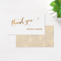 Remerciement en calligraphie or et blanc avec cœur