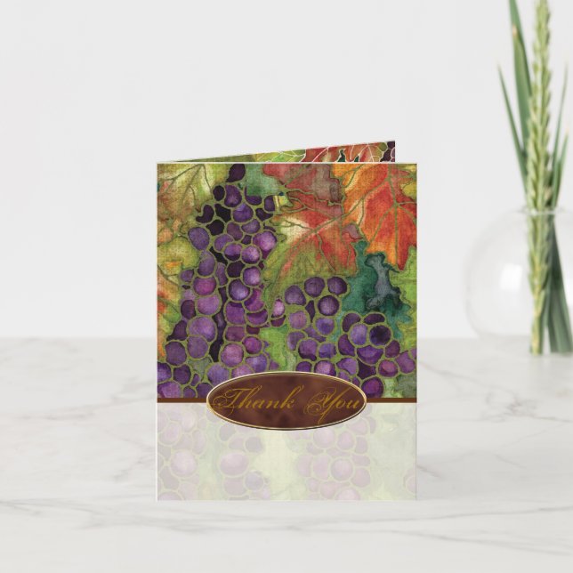 Remerciement Faire-Part de Mariage Feuille de Vign (Devant)