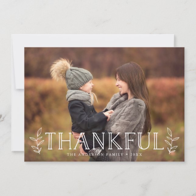 Remerciement Foliing | Carte photo de Thanksgiving (Devant)