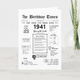 Remerciements 1941 L'Année De Votre Naissance Carte D'Anniversai
