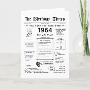 Remerciements 1964 L'Année De Votre Naissance Carte D'Anniversai