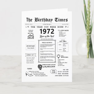 Remerciements 1972 L'Année De Votre Naissance Carte D'Anniversai