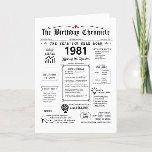 Remerciements 1981 L'Année De Votre Naissance Carte D'Anniversai