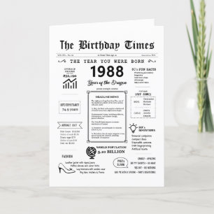 Remerciements 1988 L'Année De Votre Naissance Carte D'Anniversai