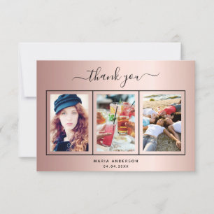 Remerciements 21e anniversaire rose blush photo carte de remerci