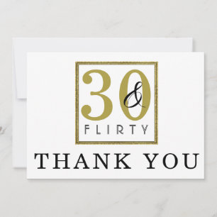 Remerciements 30 & Flirty 30e fête d'anniversaire Carte de remer