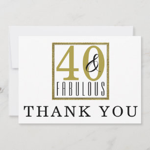 Remerciements 40 et fabuleux 40e anniversaire Carte de remerciem