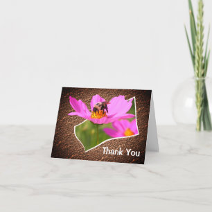 Remerciements Abeille Sur Cosmos Flower Art Carte de remerciemen
