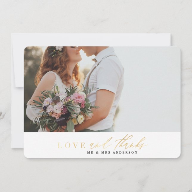 Remerciements Amour et mercis d'or épousant le carte de (Devant)