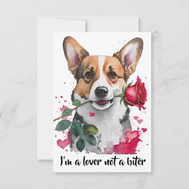 Remerciements Aquarelle Corgi Chien avec carte de note Rose (Devant)