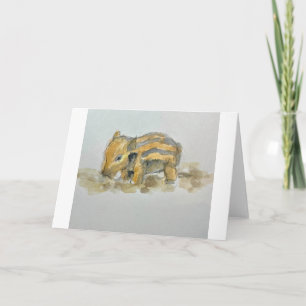 Remerciements Aquarelle de bébé sanglier sur carte de remercieme