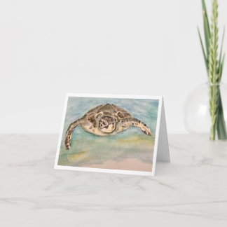 Remerciements Aquarelle de tortue marine sur carte de remercieme