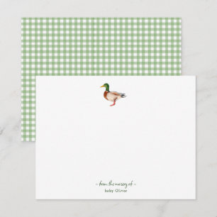 Remerciements Aquarelle mignonne Mallard Baby Carte de remerciem