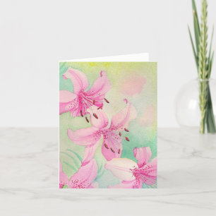 Remerciements Aquarelle rose - Carte de voeux vierge