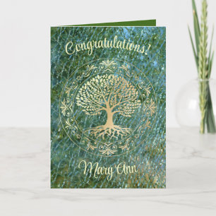 Remerciements Arbre de vie en mosaïque verte Toute carte d'occas