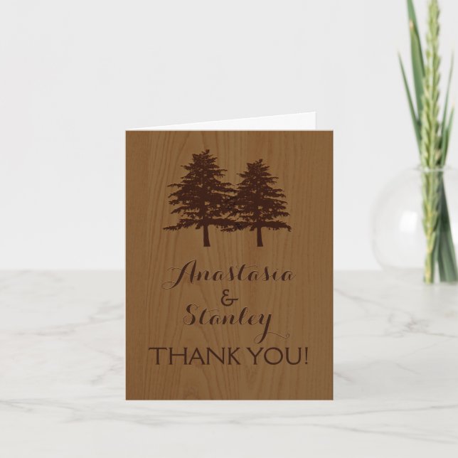 Remerciements Arbres sur bois carte de remerciement de mariage e (Devant)