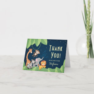 Remerciements Baby shower Animaux Safari mignons Carte de remerc