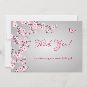Remerciements Baby shower Cherry Blossom   Carte de remerciement