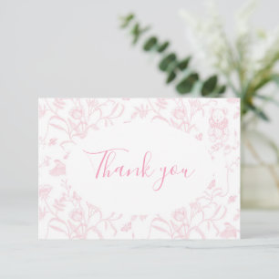 Remerciements Baby shower de fille en toile rose Carte de remerc
