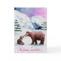 Baisers ours joli plié carte de Noël