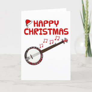 Remerciements Banjo carte de Noël Banjoist Folk Musicien