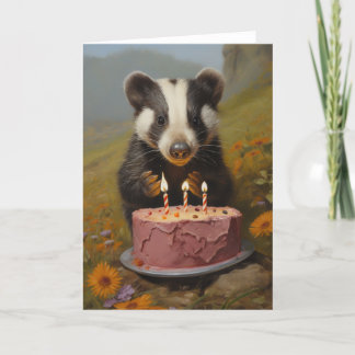 Remerciements Bébé Badger avec carte de gâteau d'anniversaire