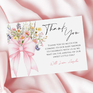 Remerciements Bébé en Fleur Baby shower rose Bow Carte de remerc