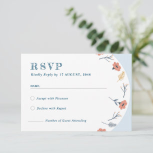 Remerciements Belle carte RSVP de mariage Floral rétro