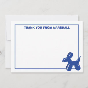Remerciements Bleu Chien Balloon Animal Anniversaire Carte de re