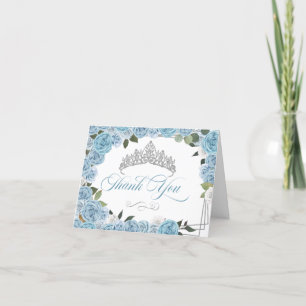 Remerciements Bleu clair Rose Princesse Tiara Carte de remerciem